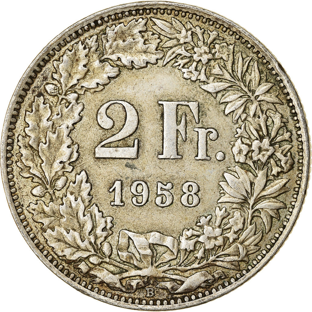 Moneta, Svizzera, 2 Francs, 1958, BB, Argento, KM:21