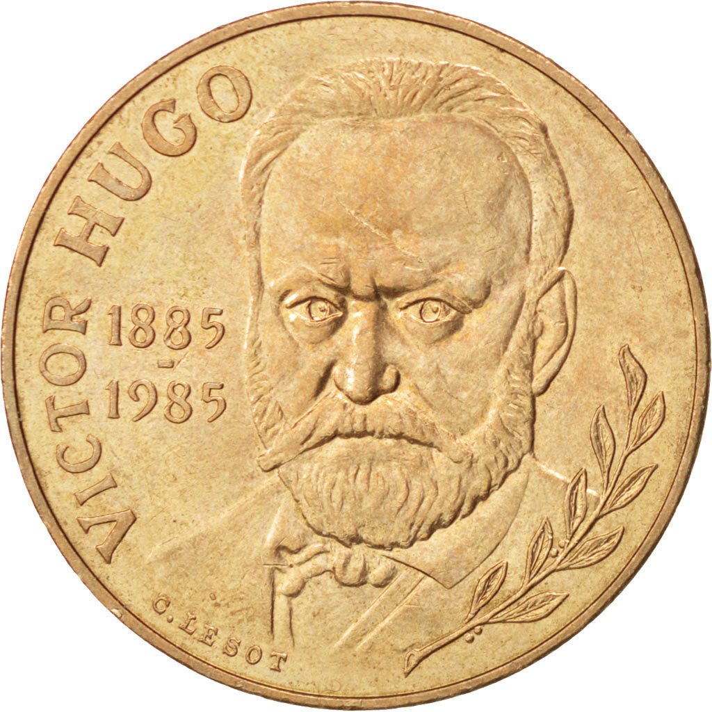 FRANCE, Victor Hugo, 10 Francs, 1985, KM #956, AU(55-58), Nickel-Bronze, 26,...
