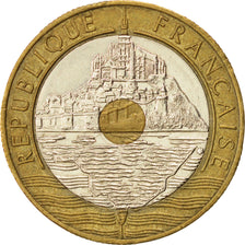 Moneda, Francia, Mont Saint Michel, 20 Francs, 1993, MBC+, Trimetálico