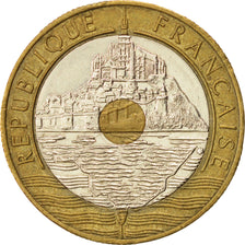 Coin, France, Mont Saint Michel, 20 Francs, 1993, AU(50-53), Tri-Metallic