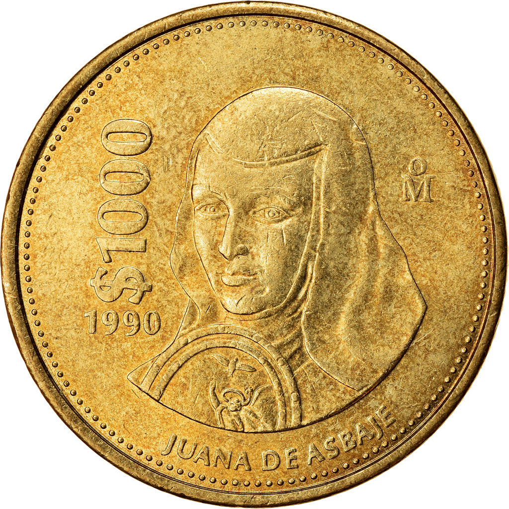 Münze, Mexiko, 1000 Pesos, 1990, Mexico City, SS, Aluminum-Bronze, KM:536
