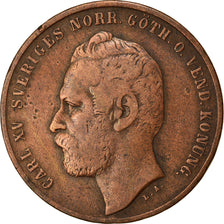 Moneta, Svezia, Carl XV Adolf, 2 Öre, 1865, BB, Bronzo, KM:706