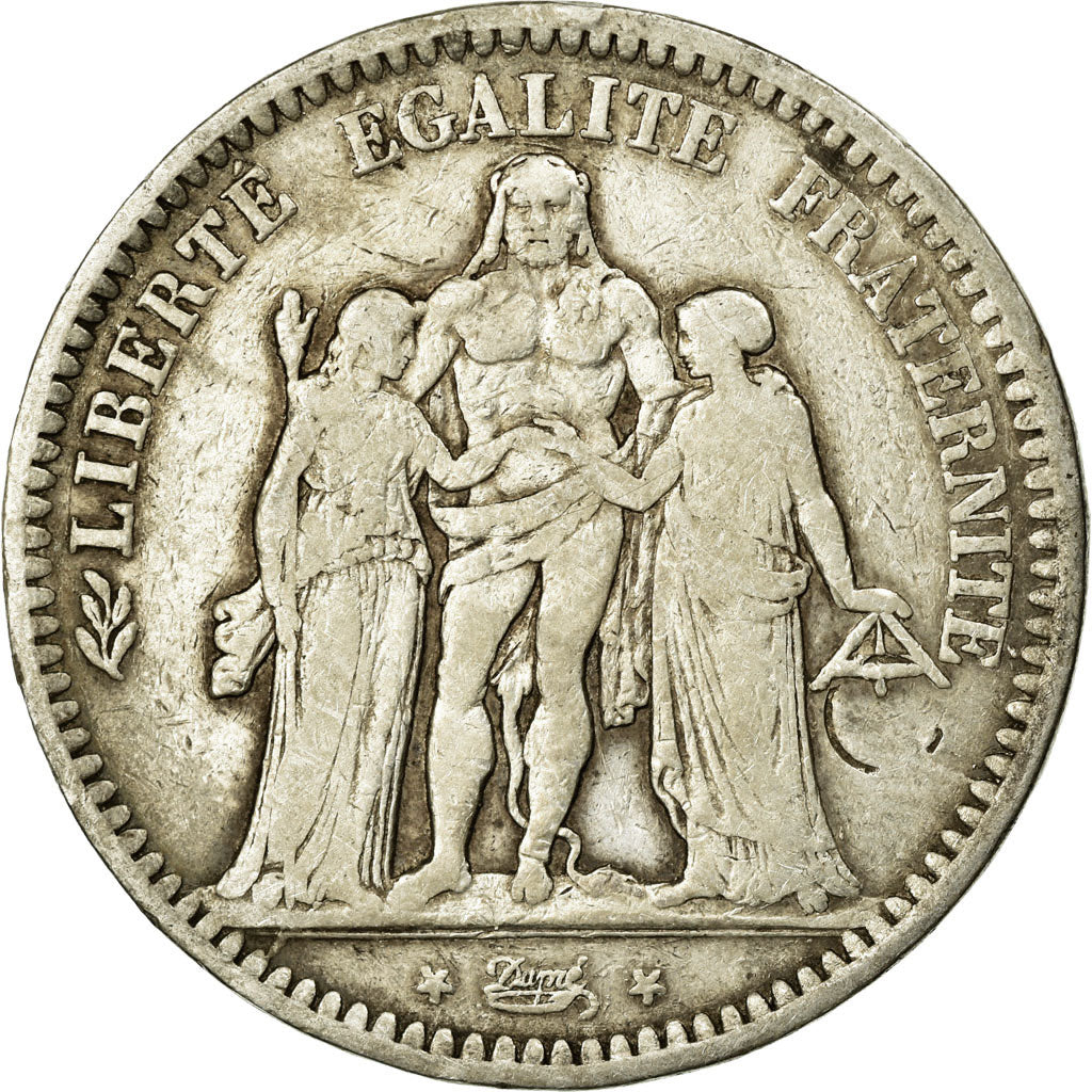 Moneta, Francia, Hercule, 5 Francs, 1848, Strasbourg, MB+, Argento, KM:756.2