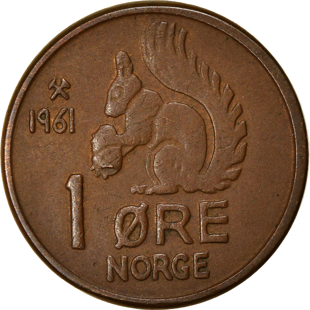 Munten, Noorwegen, Olav V, Ore, 1961, ZF, Bronze, KM:403