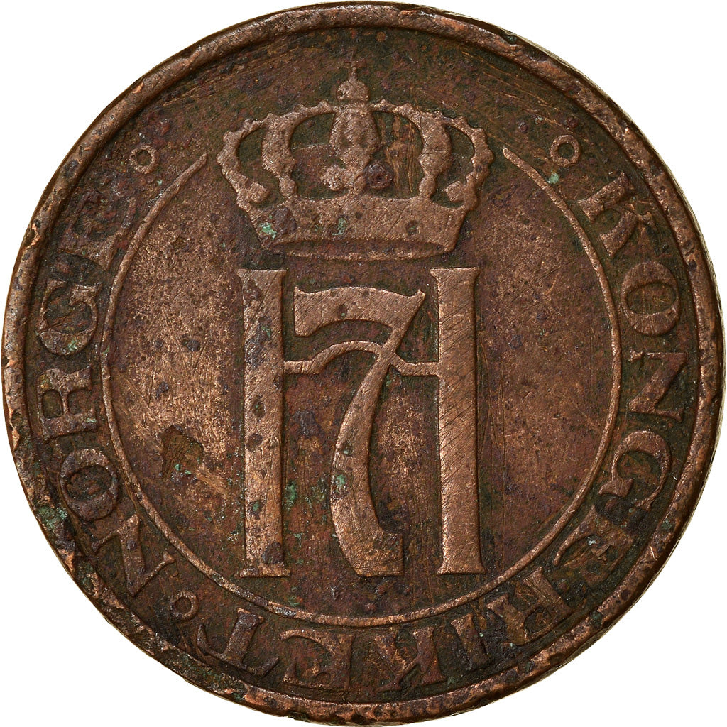 Munten, Noorwegen, Haakon VII, 2 Öre, 1939, FR+, Bronze, KM:371