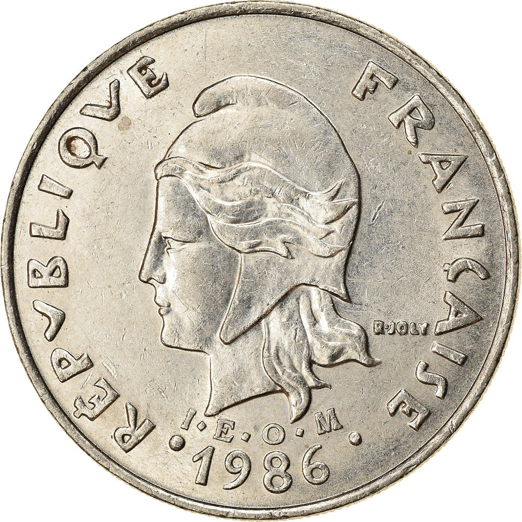 Moeda, Polinésia Francesa, 20 Francs, 1986, Paris, EF(40-45), Níquel, KM:9