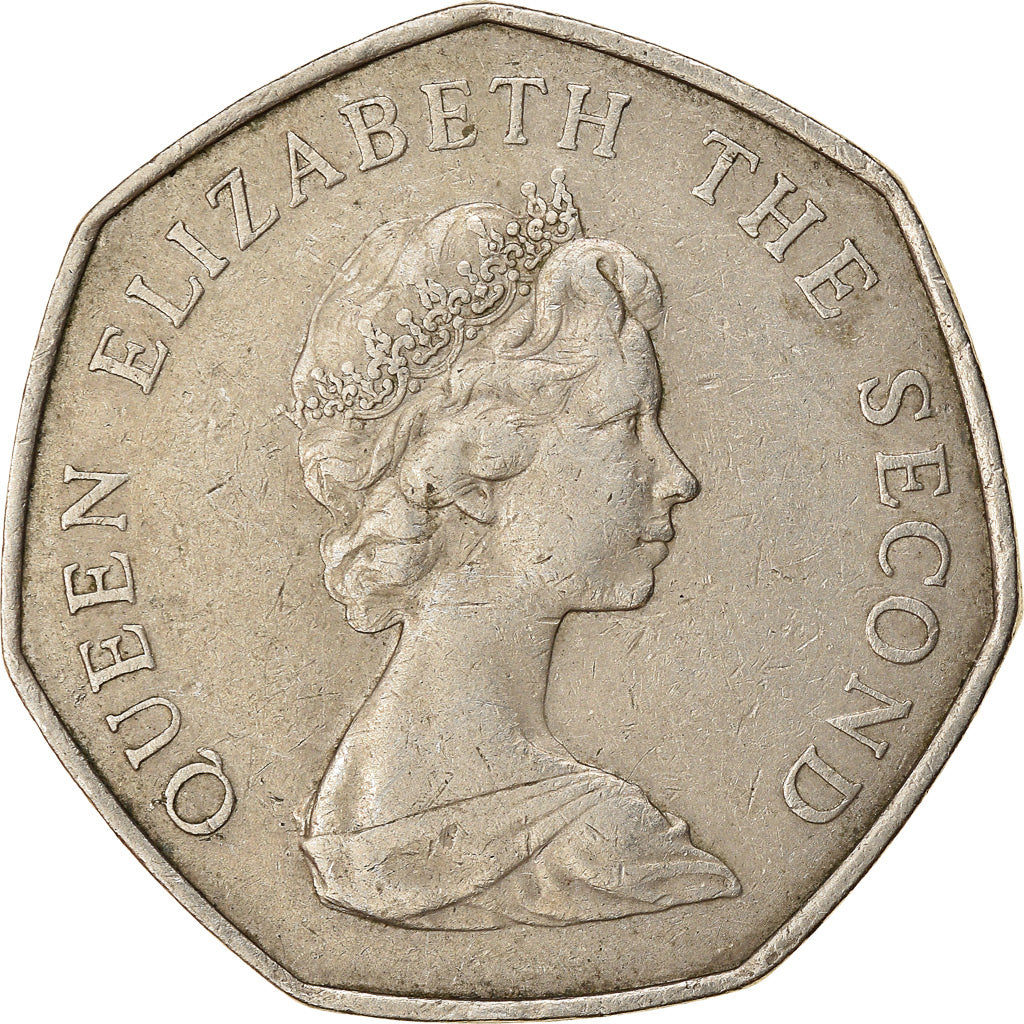 Moneda, Jersey, Elizabeth II, 50 New Pence, 1969, MBC, Cobre - níquel, KM:34