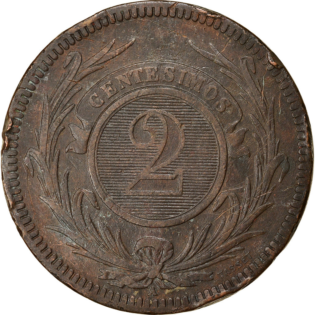 Münze, Uruguay, 2 Centesimos, 1869, Uruguay Mint, Paris, Berlin, Vienna, S+