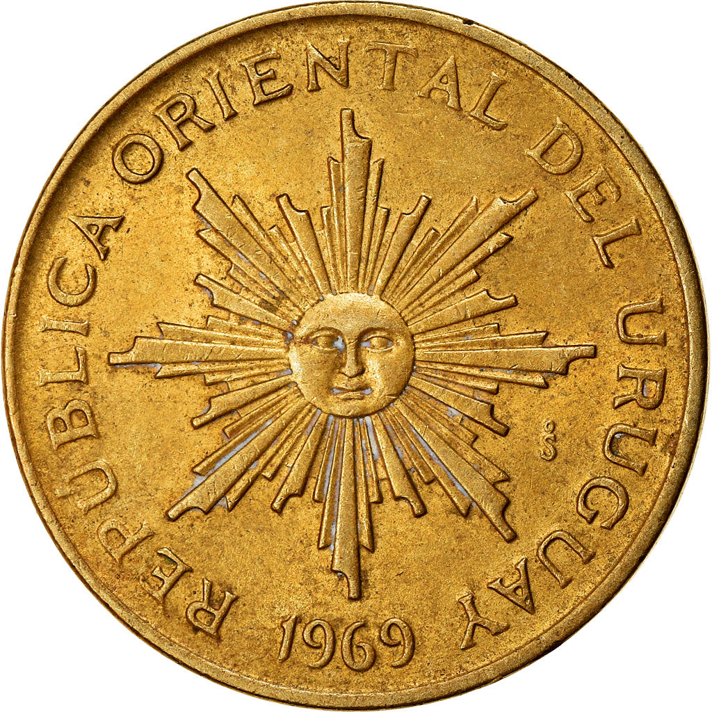 Moeda, Uruguai, 5 Pesos, 1969, Santiago, EF(40-45), Alumínio-Bronze, KM:53