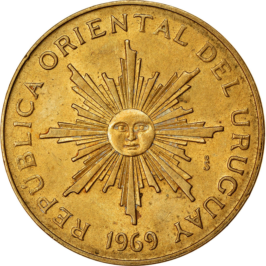Monnaie, Uruguay, 10 Pesos, 1969, Santiago, TTB, Aluminum-Bronze, KM:54
