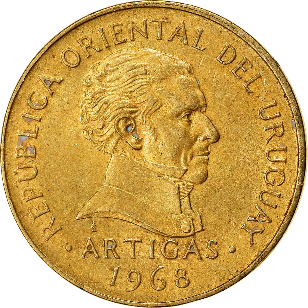 Moneta, Uruguay, 5 Pesos, 1968, Santiago, BB, Nichel-ottone, KM:50