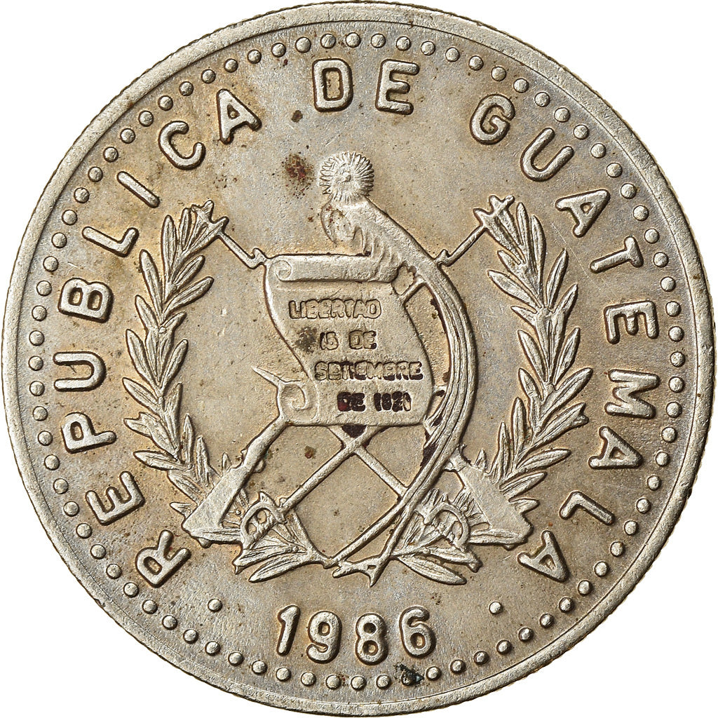 Coin, Guatemala, 10 Centavos, 1986, EF(40-45), Copper-nickel, KM:277.5