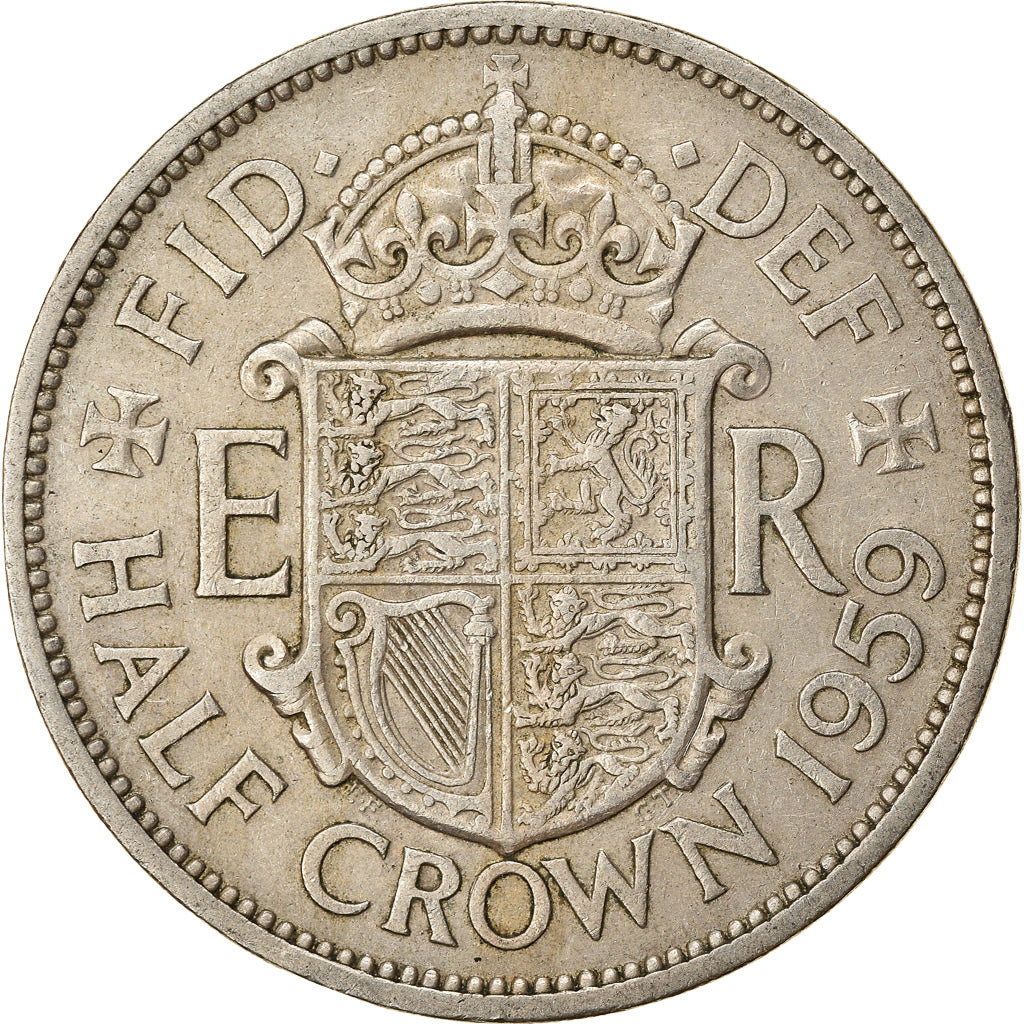 Monnaie, Grande-Bretagne, Elizabeth II, 1/2 Crown, 1959, TTB, Copper-nickel