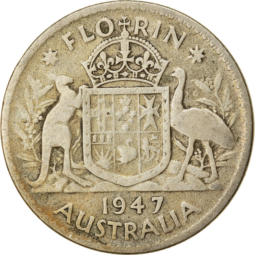 Moneta, Australia, George VI, Florin, 1947, Melbourne, MB, Argento, KM:40a