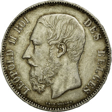 Coin, Belgium, Leopold II, 5 Francs, 5 Frank, 1871, EF(40-45), Silver, KM:24