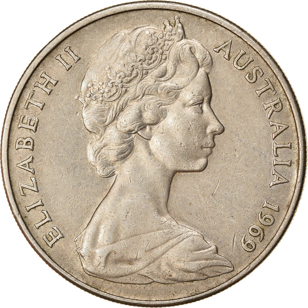 Monnaie, Australie, Elizabeth II, 20 Cents, 1969, TTB, Copper-nickel, KM:66