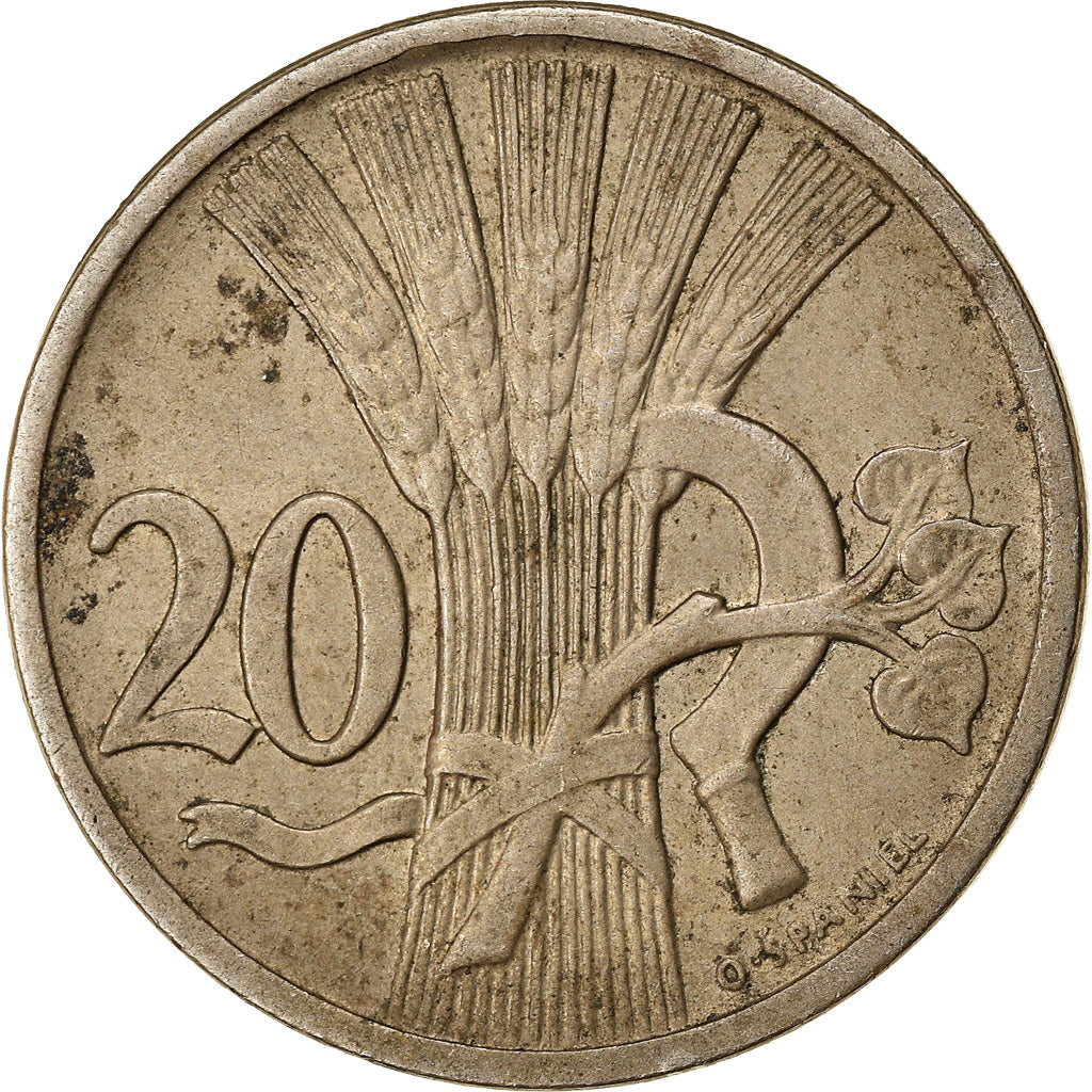 Coin, Czechoslovakia, 20 Haleru, 1921, EF(40-45), Copper-nickel, KM:1