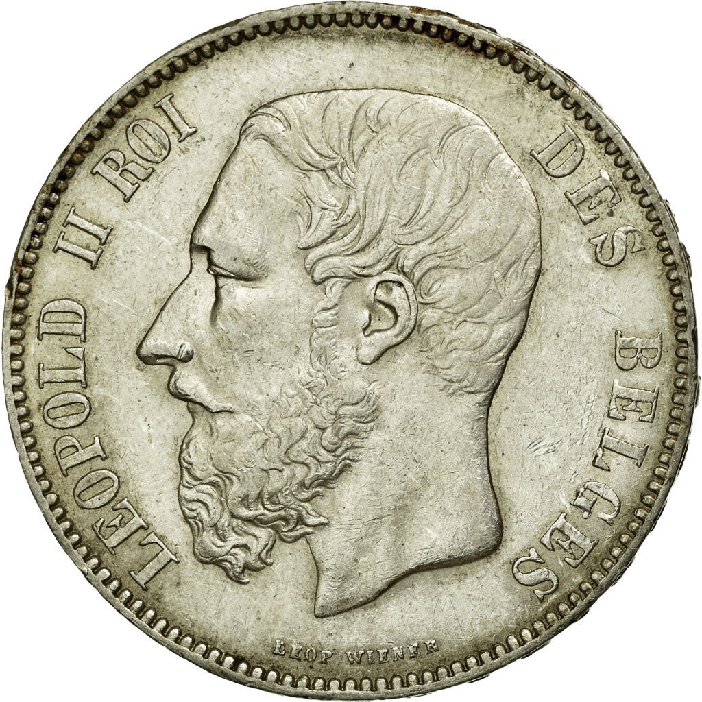 Coin, Belgium, Leopold II, 5 Francs, 5 Frank, 1875, EF(40-45), Silver, KM:24