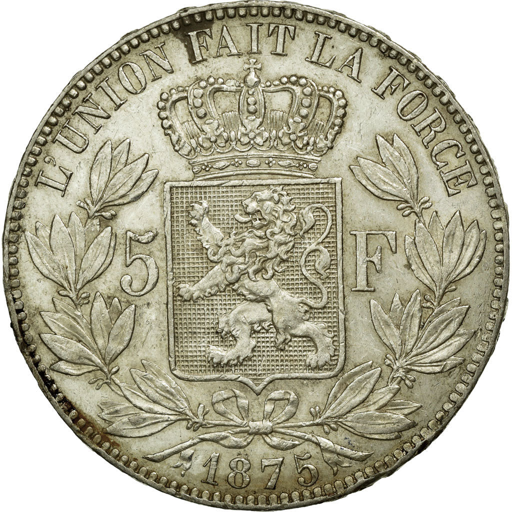 Coin, Belgium, Leopold II, 5 Francs, 5 Frank, 1875, EF(40-45), Silver, KM:24