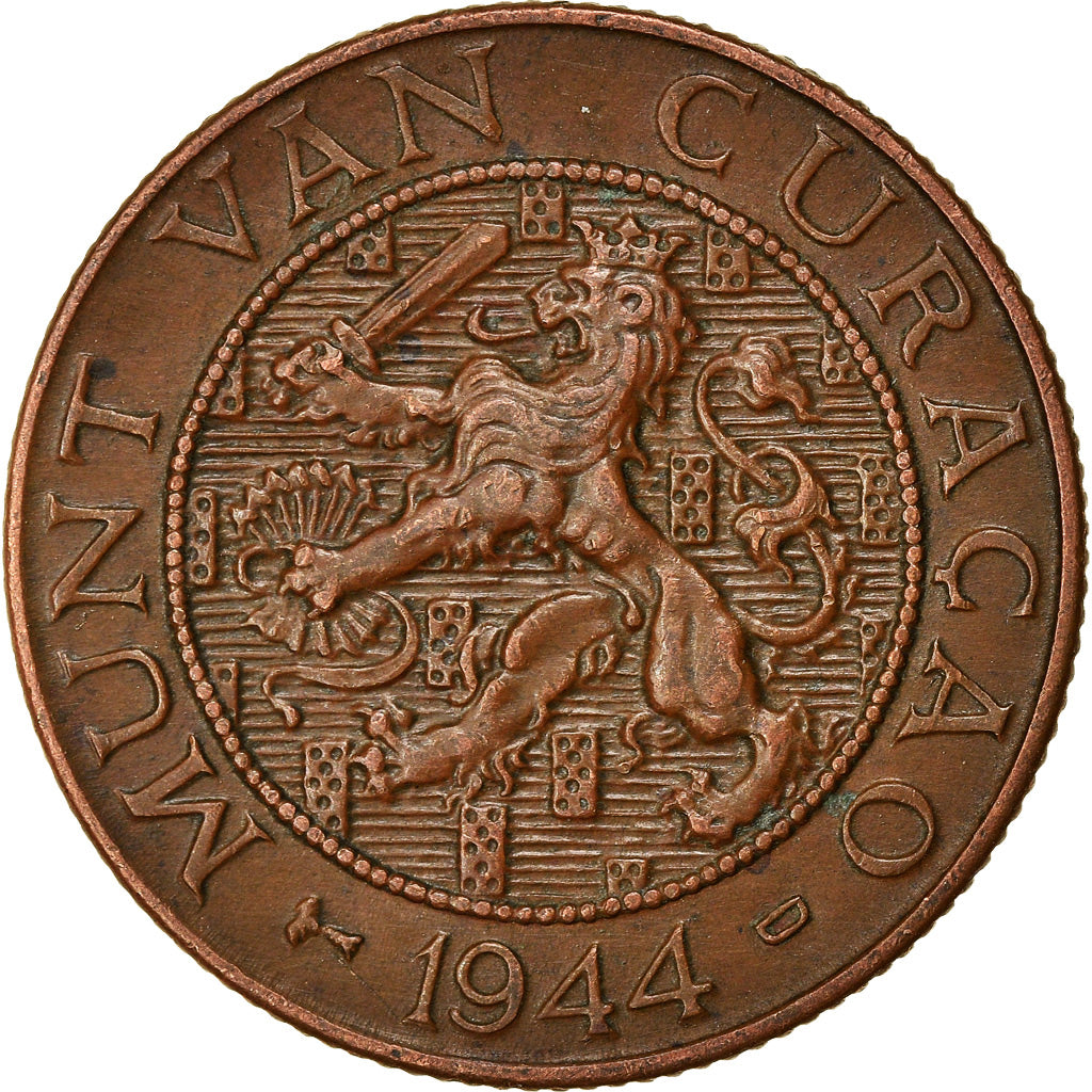 Moneta, Curaçao, 2-1/2 Cents, 1944, Denver, USA, EF(40-45), Bronze, KM:42