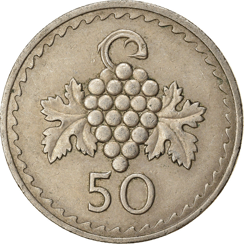 Moneta, Cipro, 50 Mils, 1977, BB, Rame-nichel, KM:41