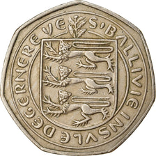 Munten, Guernsey, Elizabeth II, 50 New Pence, 1969, ZF, Copper-nickel, KM:25