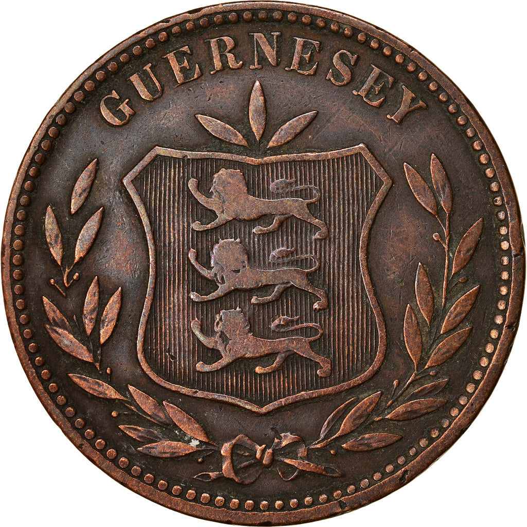 Moneta, Guernsey, 8 Doubles, 1902, Heaton, Birmingham, MB+, Bronzo, KM:7