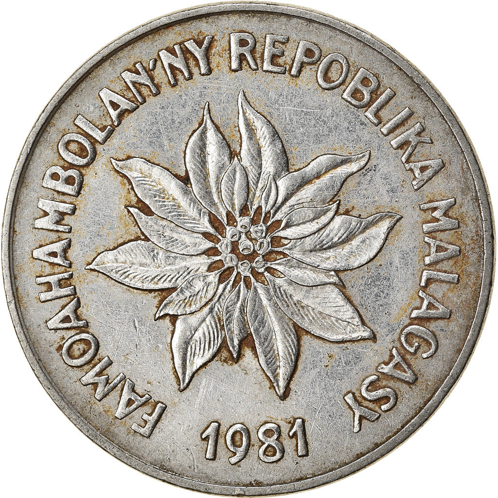 Moneta, Madagascar, 5 Francs, Ariary, 1981, Paris, BB, Acciaio inossidabile