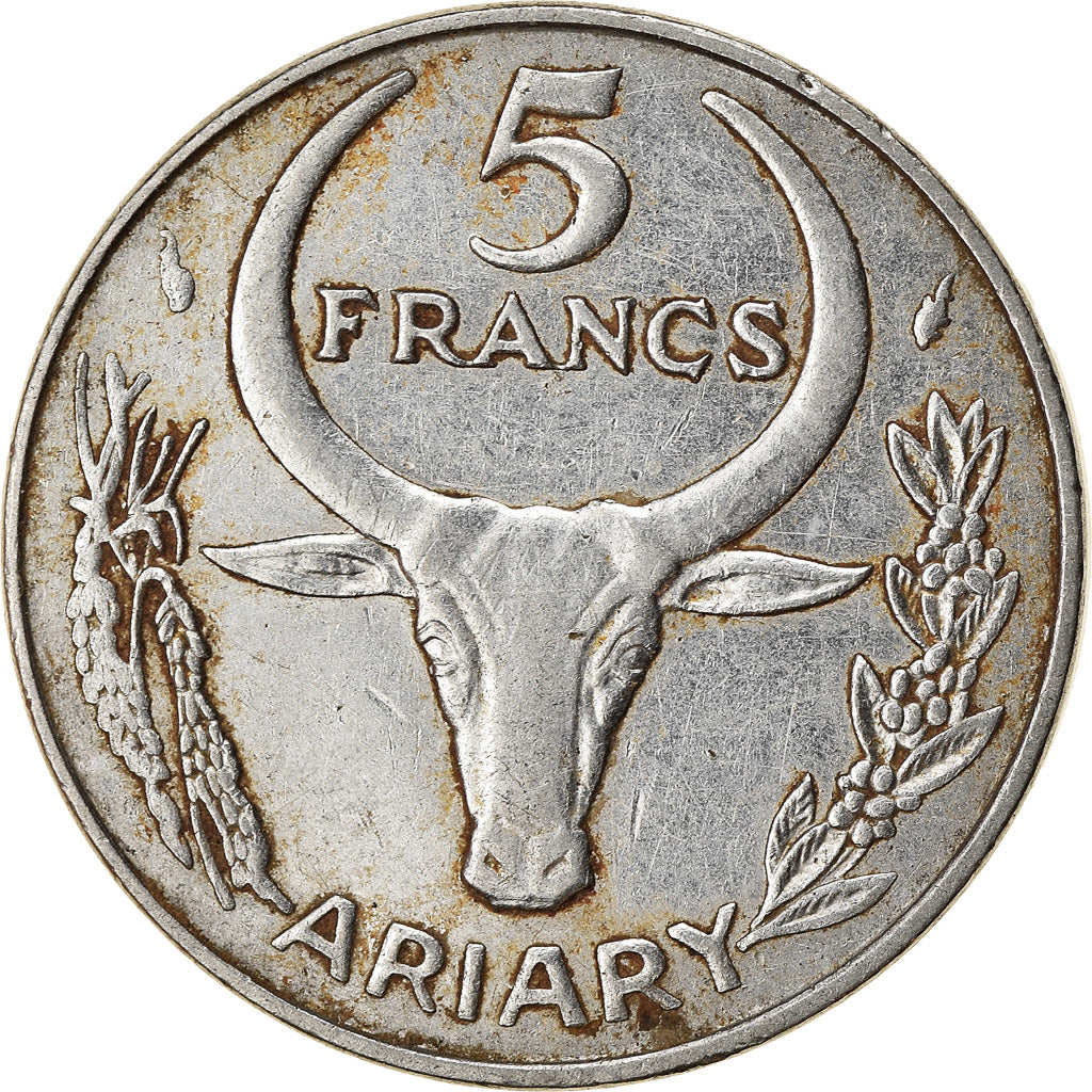 Moneta, Madagascar, 5 Francs, Ariary, 1981, Paris, BB, Acciaio inossidabile