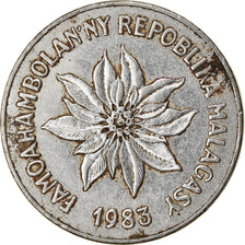 Moeda, Madagáscar, 5 Francs, Ariary, 1983, Paris, EF(40-45), Aço Inoxidável