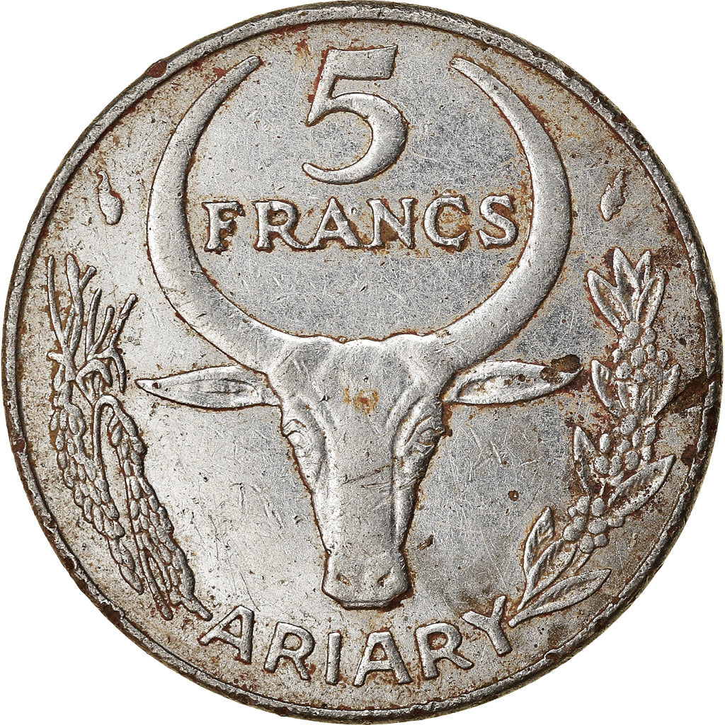 Moneta, Madagascar, 5 Francs, Ariary, 1984, Paris, BB, Acciaio inossidabile