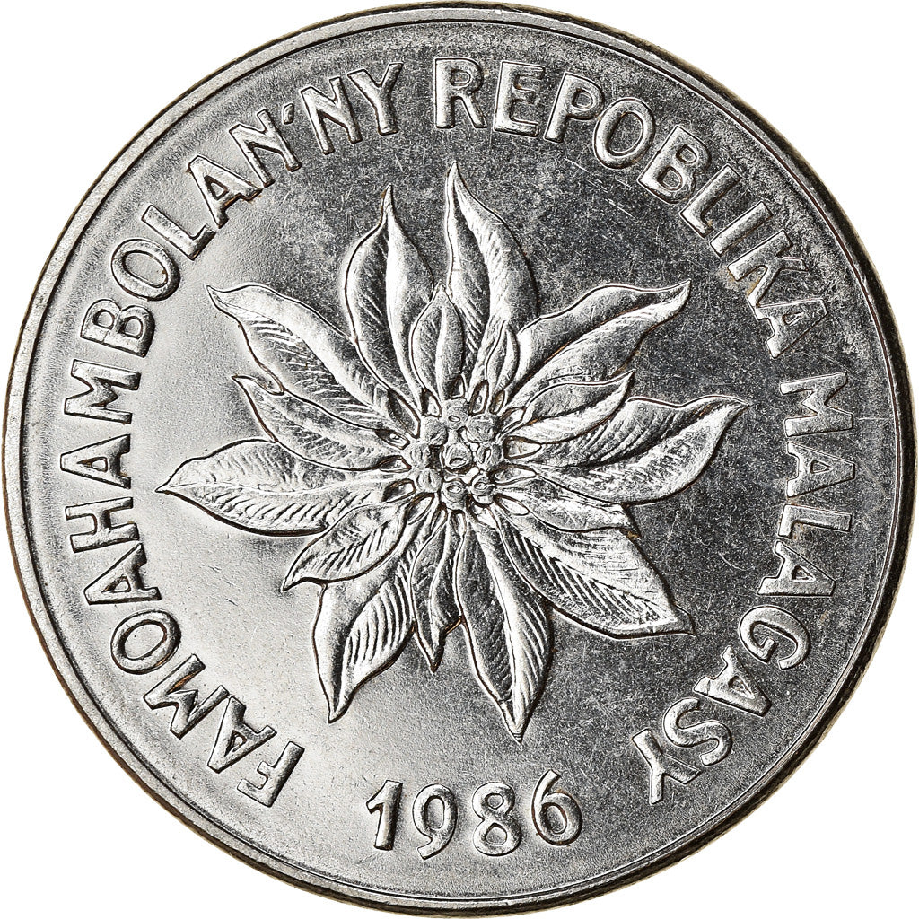 Munten, Madagascar, 5 Francs, Ariary, 1986, Paris, ZF, Stainless Steel, KM:10