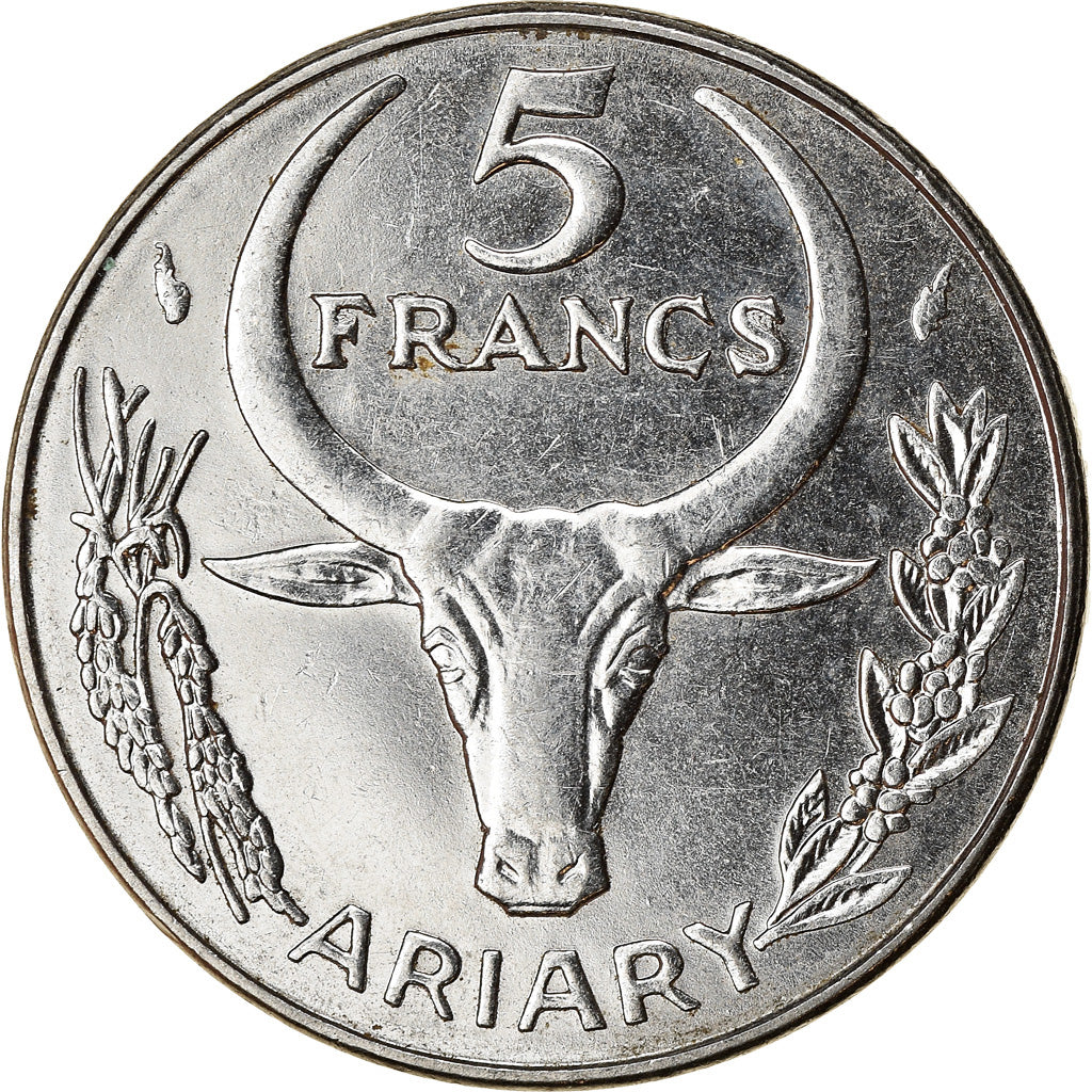 Munten, Madagascar, 5 Francs, Ariary, 1986, Paris, ZF, Stainless Steel, KM:10