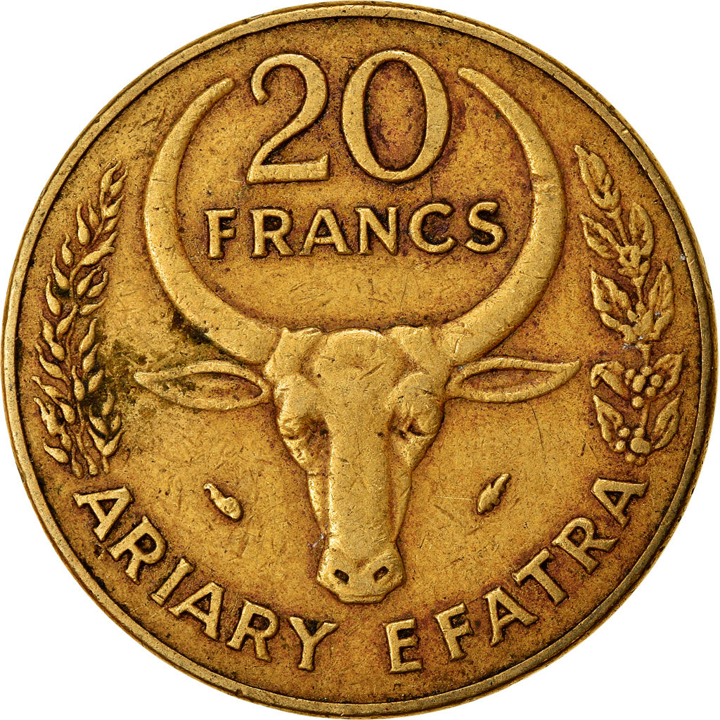 Moneta, Madagascar, 20 Francs, 4 Ariary, 1977, Paris, BB, Alluminio-bronzo
