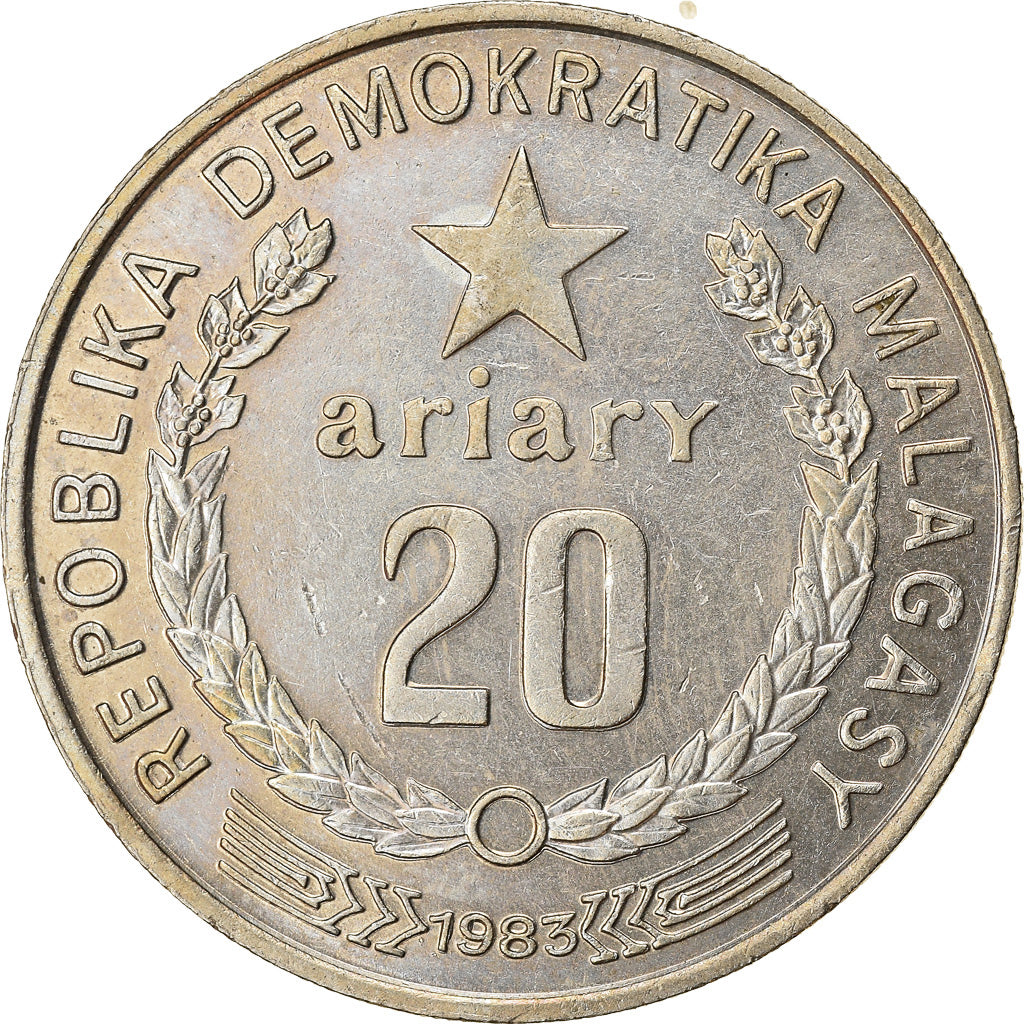 Moneta, Madagascar, 20 Ariary, 1983, BB, Rame-nichel, KM:14b