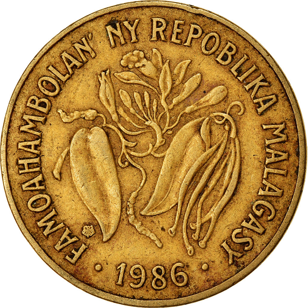 Munten, Madagascar, 10 Francs, 2 Ariary, 1986, Paris, ZF, Aluminum-Bronze, KM:11