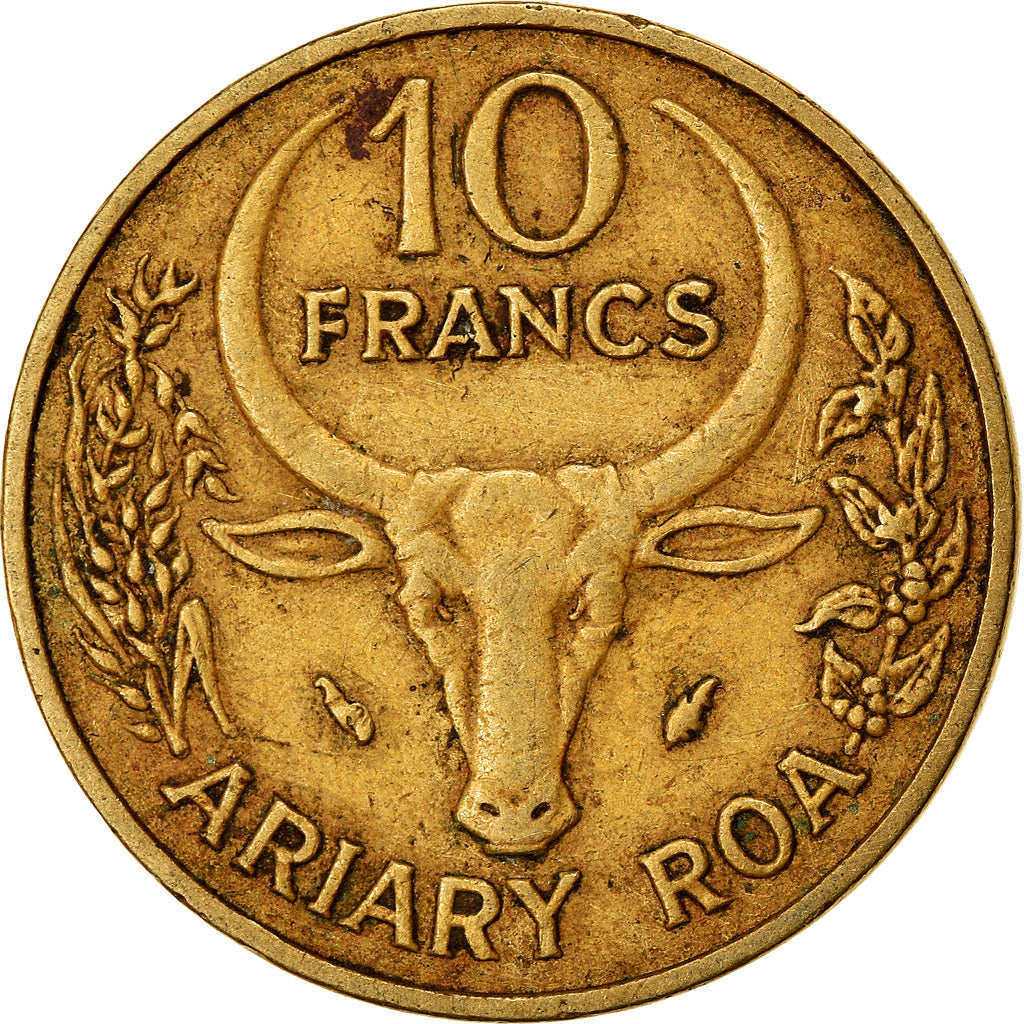 Munten, Madagascar, 10 Francs, 2 Ariary, 1986, Paris, ZF, Aluminum-Bronze, KM:11