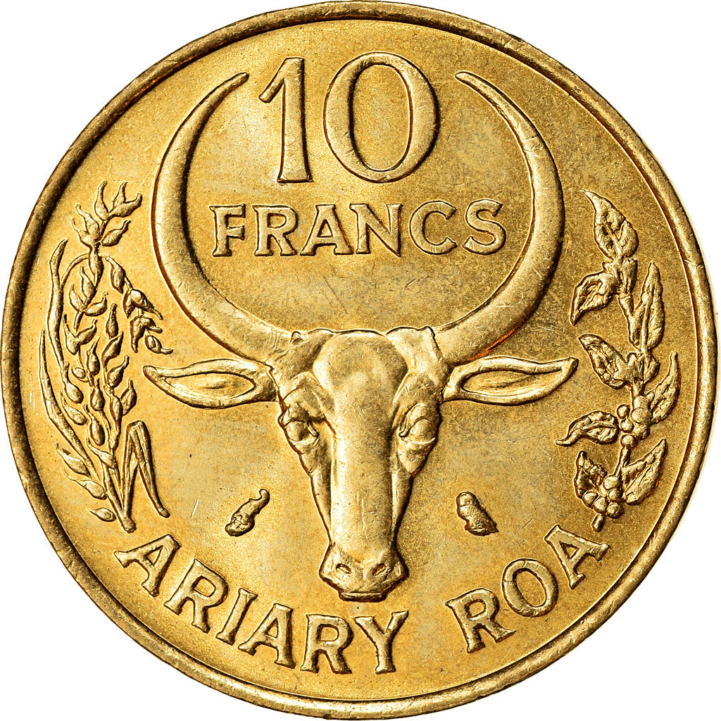 Monnaie, Madagascar, 10 Francs, 2 Ariary, 1989, Paris, TTB, Aluminum-Bronze
