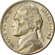 Moeda, Estados Unidos da América, Jefferson Nickel, 5 Cents, 1942, U.S. Mint