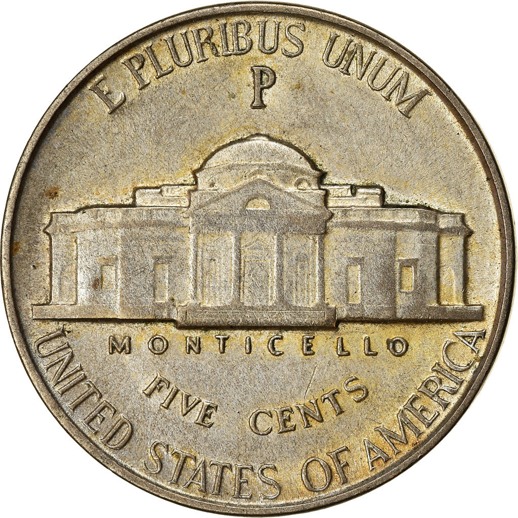 Moeda, Estados Unidos da América, Jefferson Nickel, 5 Cents, 1942, U.S. Mint