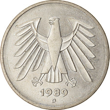 Moneta, GERMANIA - REPUBBLICA FEDERALE, 5 Mark, 1989, Munich, BB, Nichel
