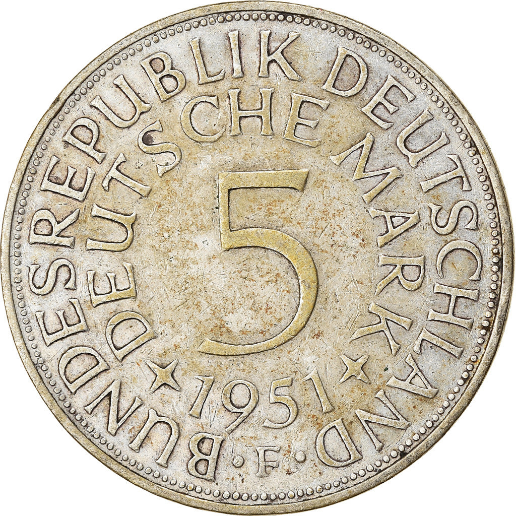 Münze, Bundesrepublik Deutschland, 5 Mark, 1951, Stuttgart, SS, Silber