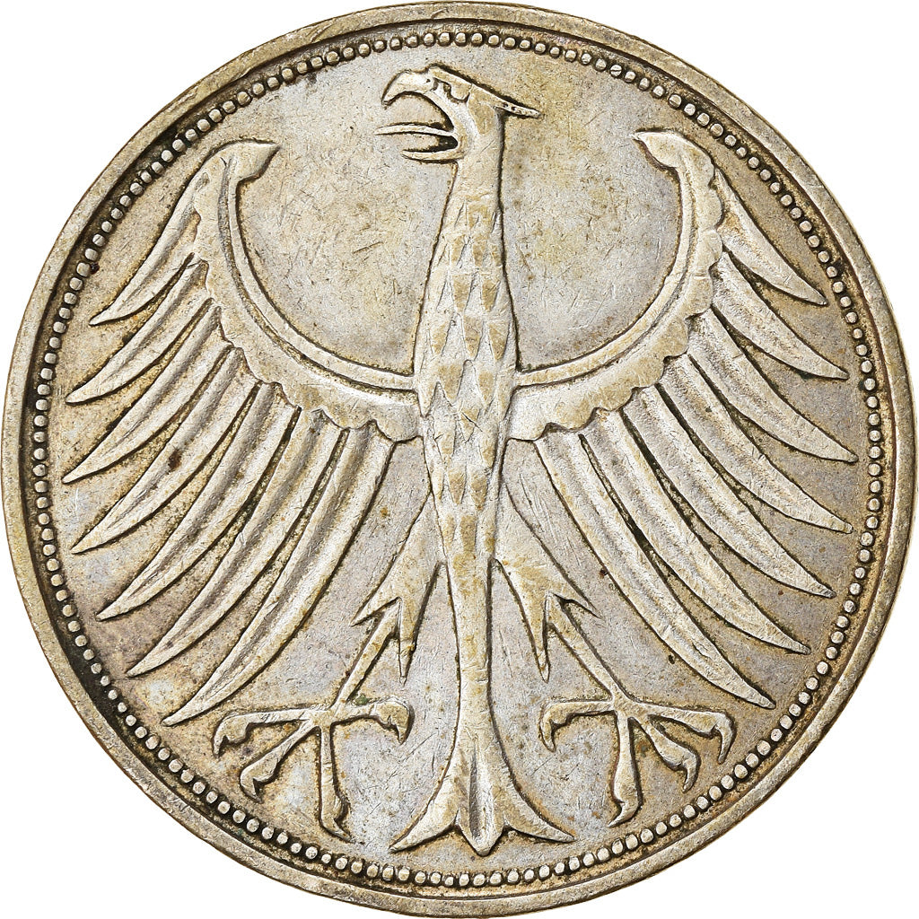 Coin, GERMANY - FEDERAL REPUBLIC, 5 Mark, 1951, Hambourg, EF(40-45), Silver