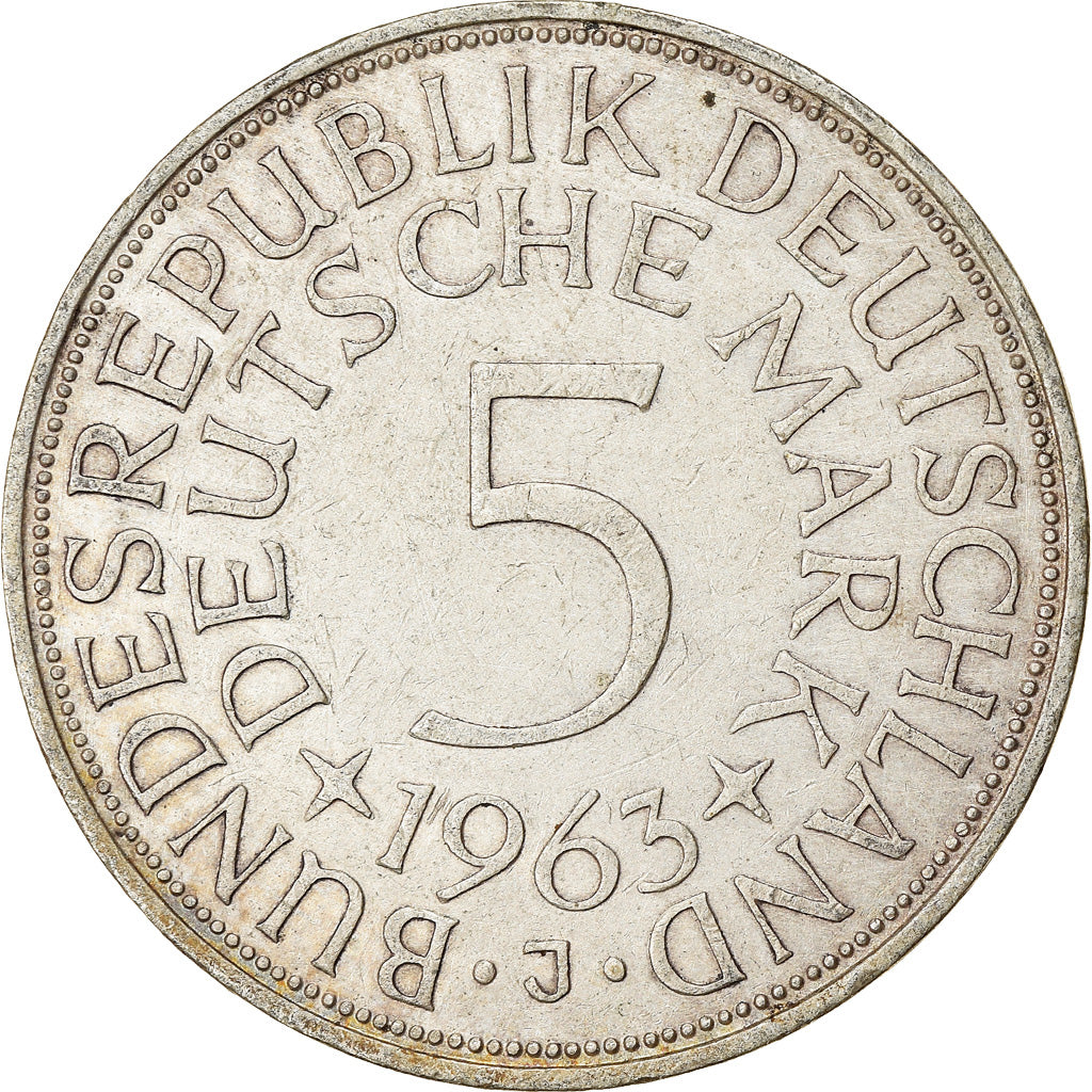 Münze, Bundesrepublik Deutschland, 5 Mark, 1963, Hambourg, SS, Silber, KM:112.1