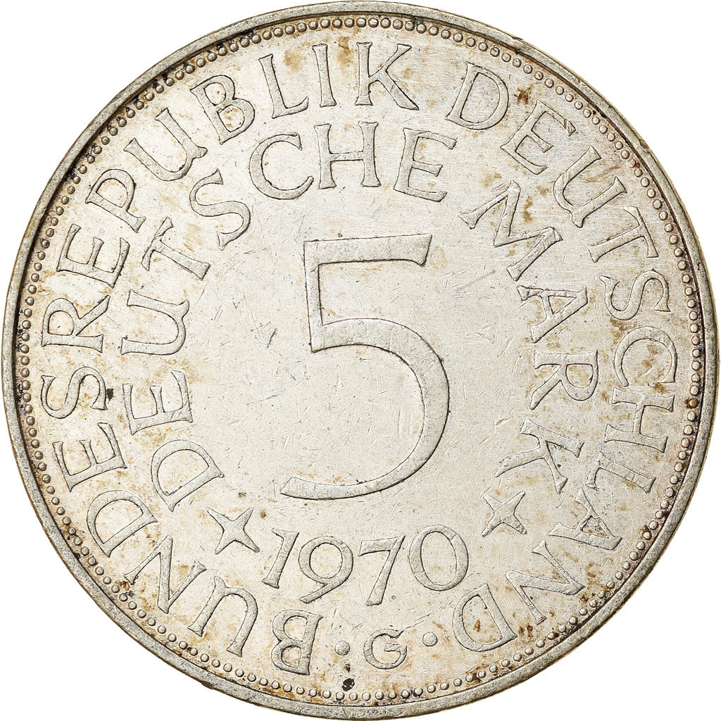 Monnaie, République fédérale allemande, 5 Mark, 1970, Karlsruhe, TTB, Argent