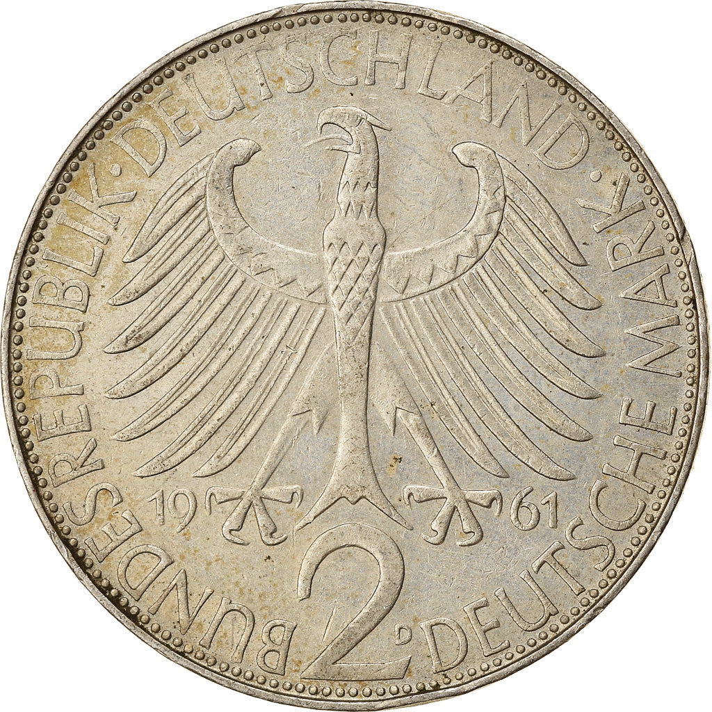 Moneta, GERMANIA - REPUBBLICA FEDERALE, 2 Mark, 1961, Munich, BB, Rame-nichel