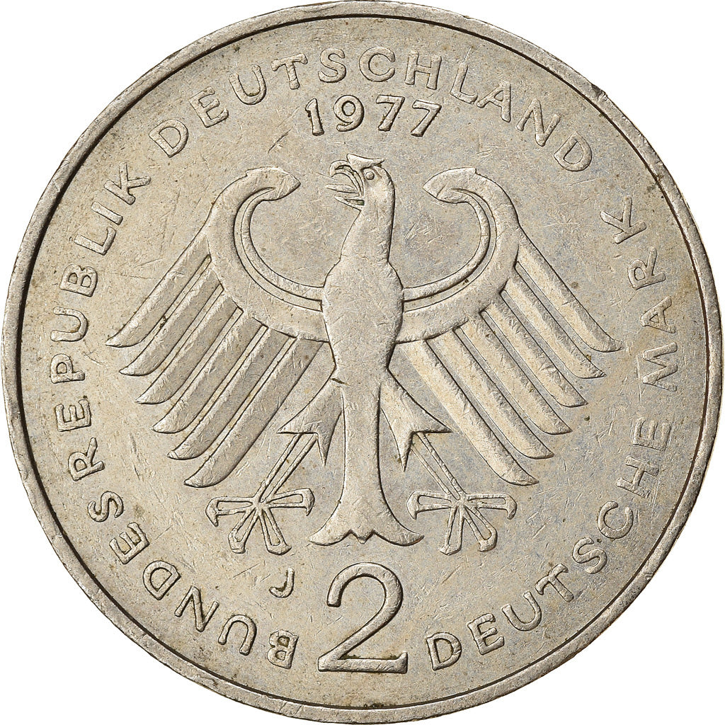 Moneta, GERMANIA - REPUBBLICA FEDERALE, 2 Mark, 1977, Hambourg, BB, Nichel
