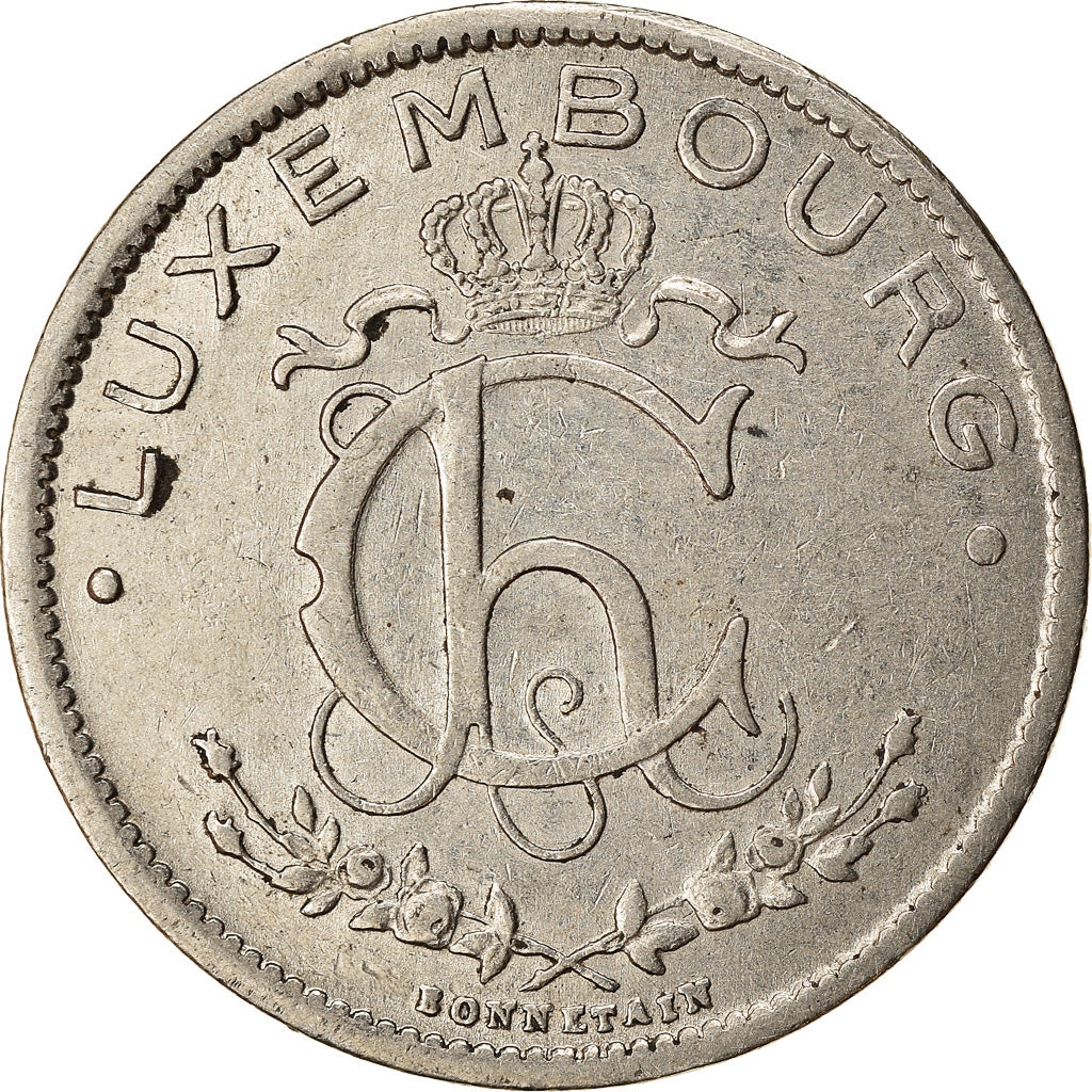 Coin, Luxembourg, Charlotte, Franc, 1935, EF(40-45), Nickel, KM:35