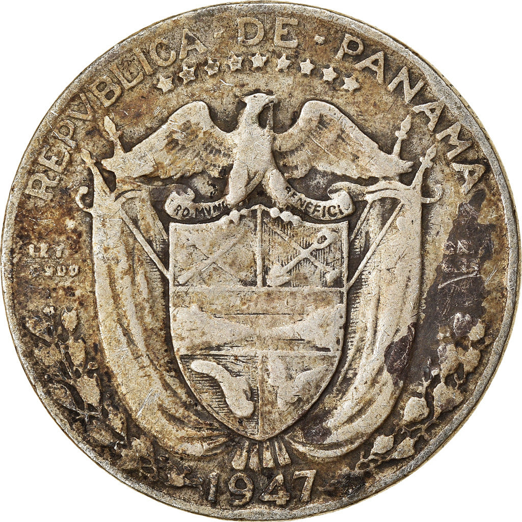Moneta, Panama, 1/4 Balboa, 1947, MB+, Argento, KM:11.1