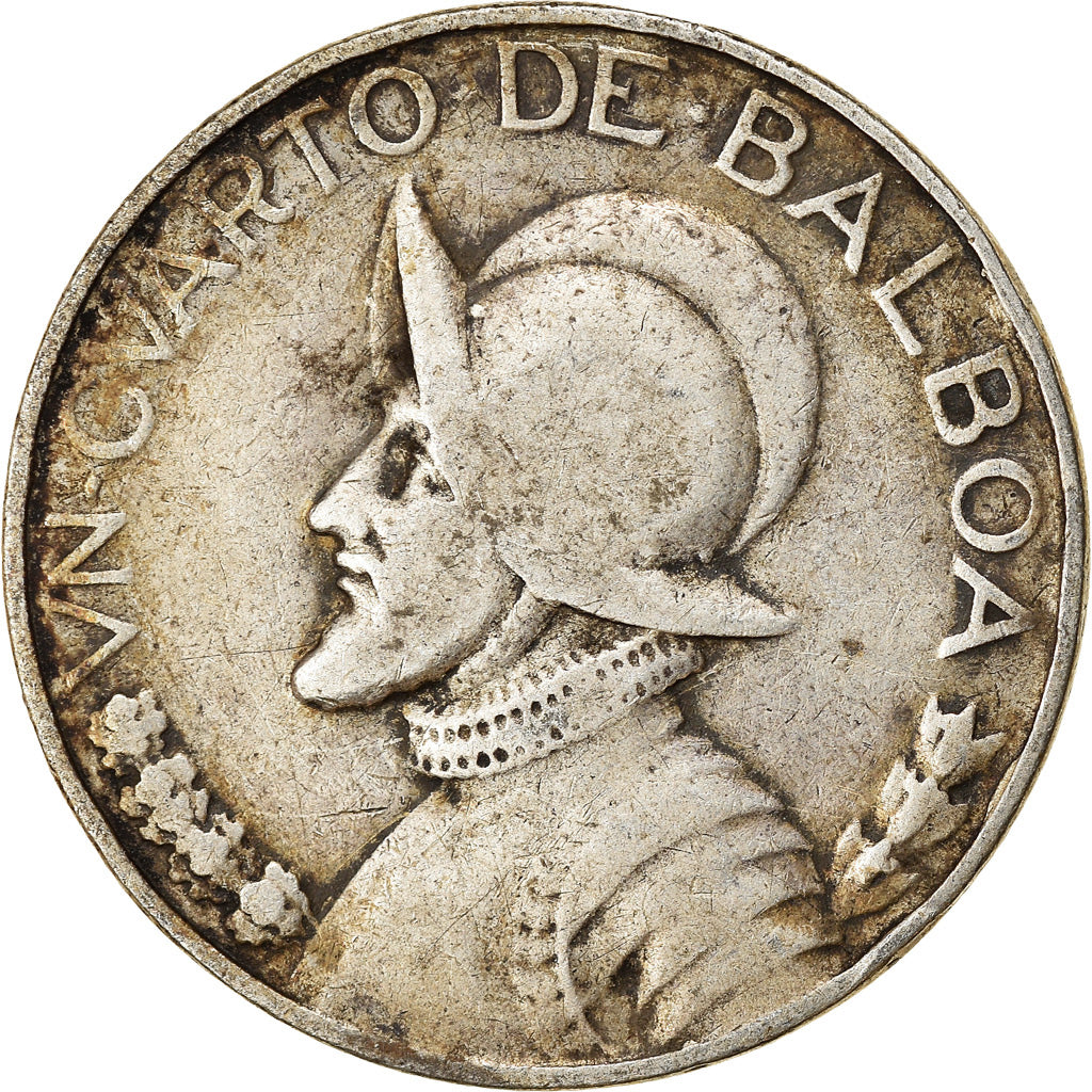 Moneta, Panama, 1/4 Balboa, 1947, MB+, Argento, KM:11.1